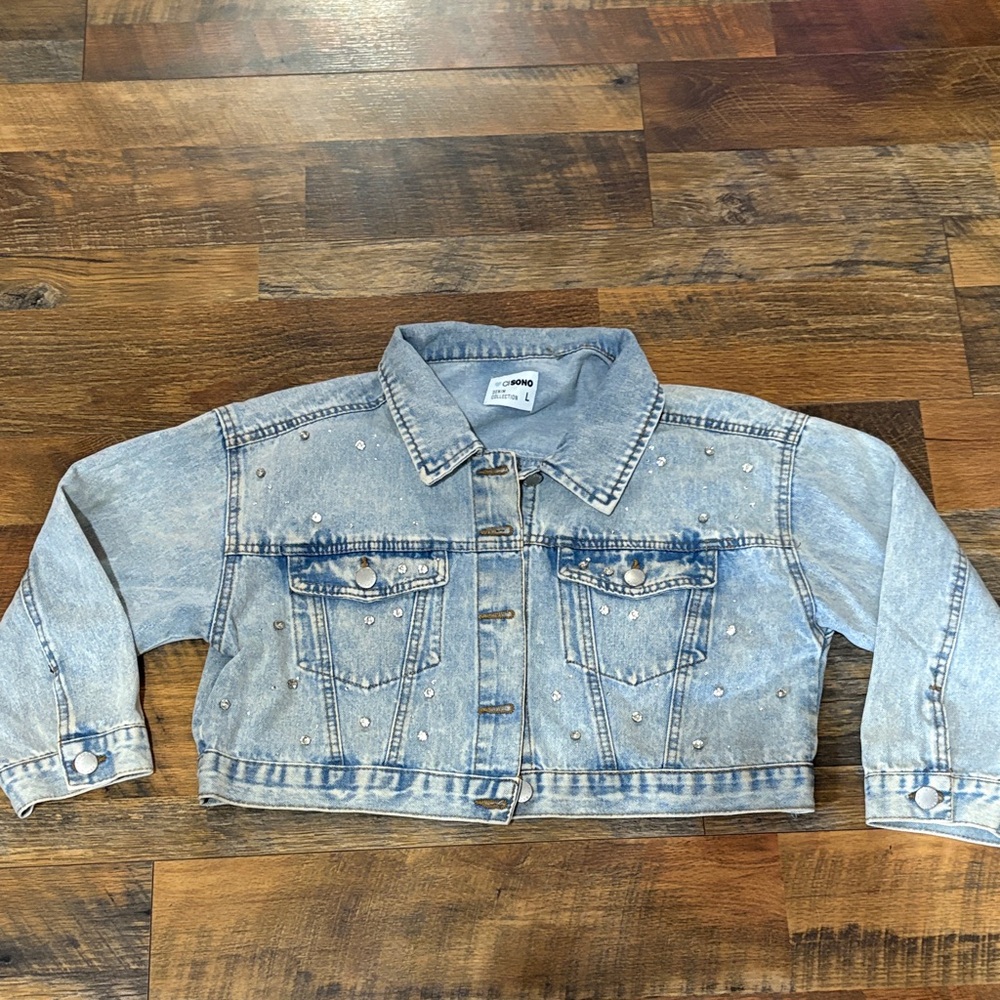 Ci Sono Light Blue Jean Jacket‎ with Stud Details